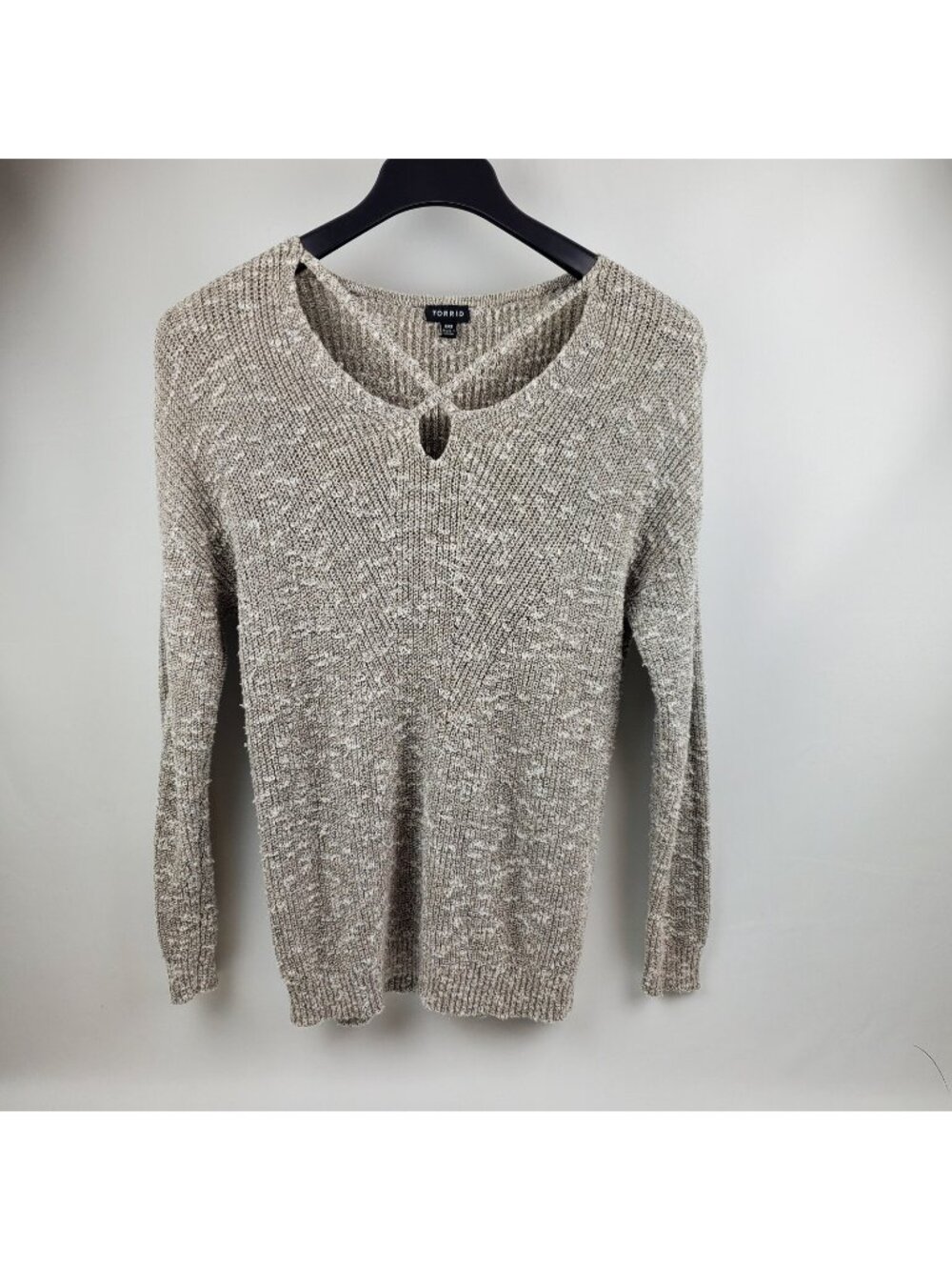 Torrid Sweater Women M/L Strappy Front V-Neck Gray Torrid Cotton 1103423